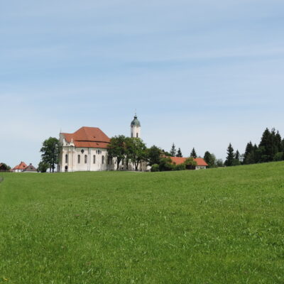 Church set in green meadows